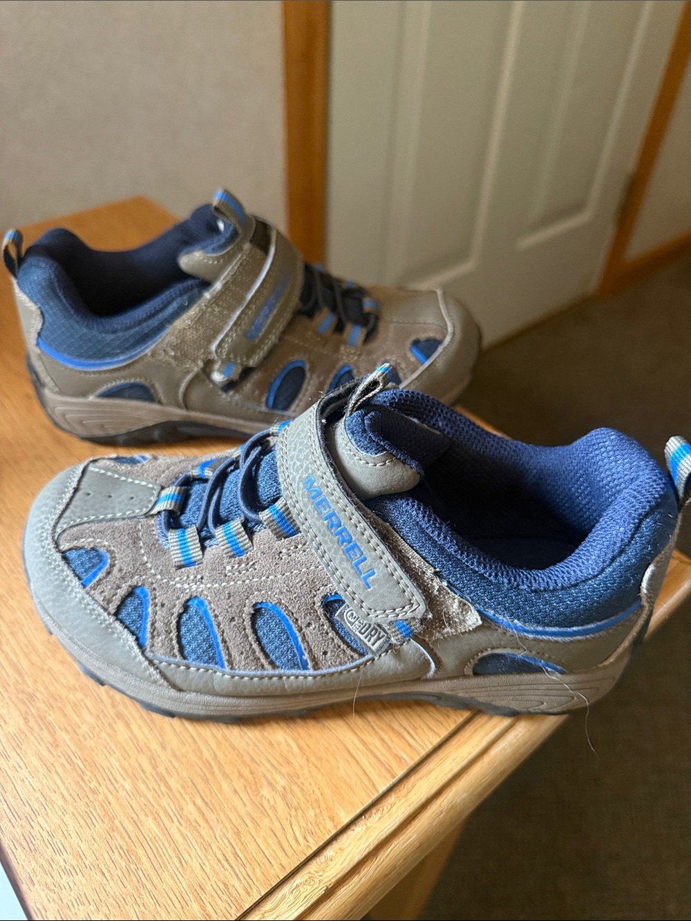 Merrell Kids Grey and Blue Hook-and-Loop Trail Sneakers